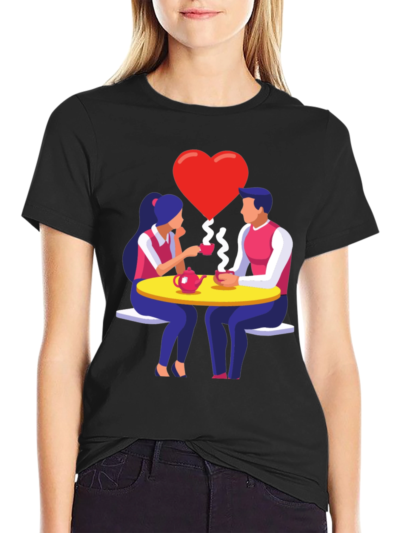 Romantic Tea Date Graphic T-Shirt