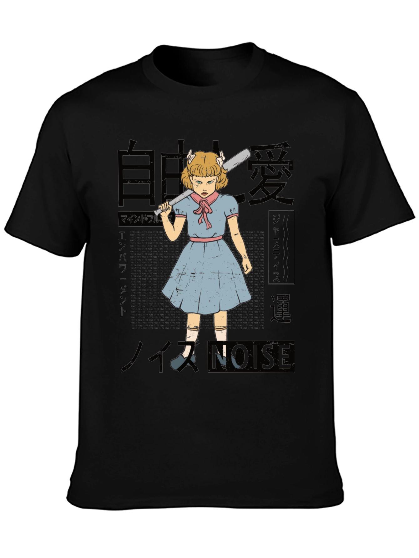 Retro Anime Girl with Baseball Bat Graphic Tee