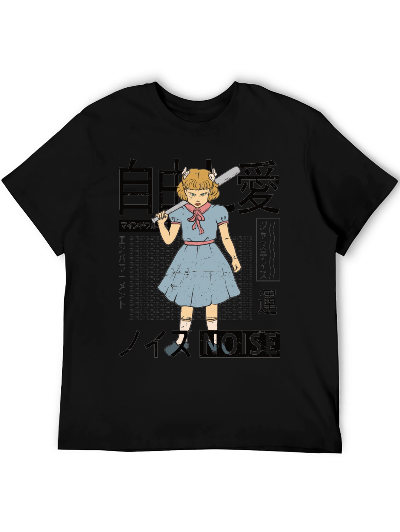 Retro Anime Girl with Baseball Bat Graphic Tee
