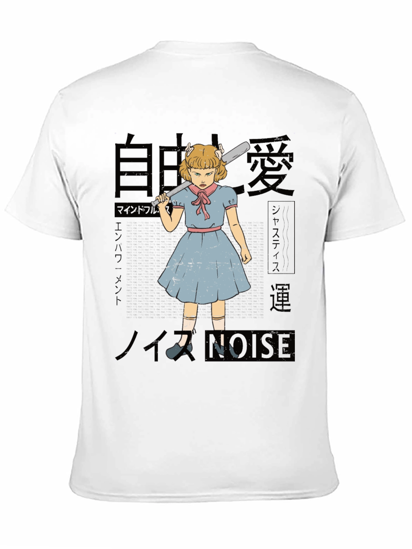 Retro Anime Girl with Baseball Bat Graphic Tee