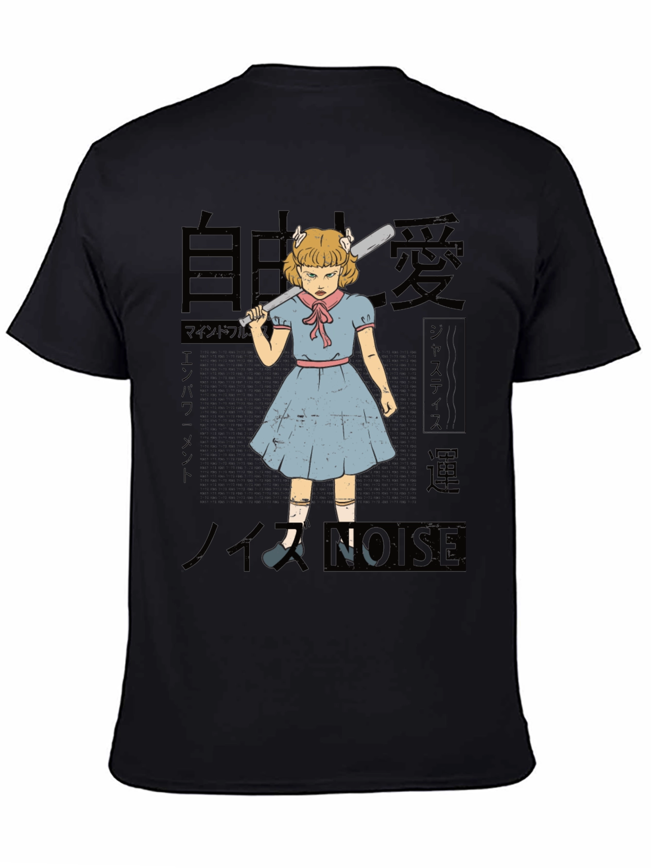 Retro Anime Girl with Baseball Bat Graphic Tee