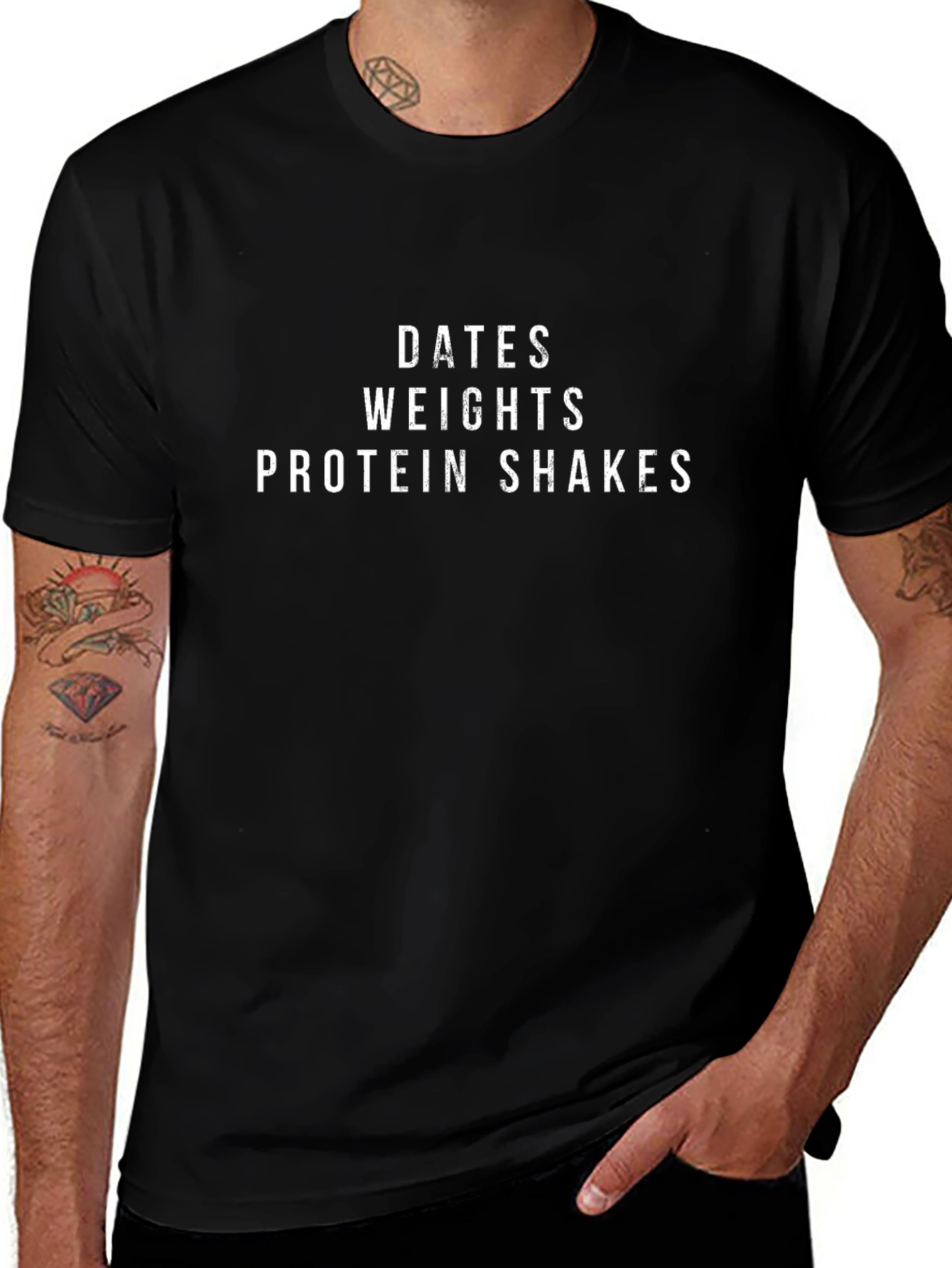 Dates Weights Protein Shakes Mens Black T-Shirt