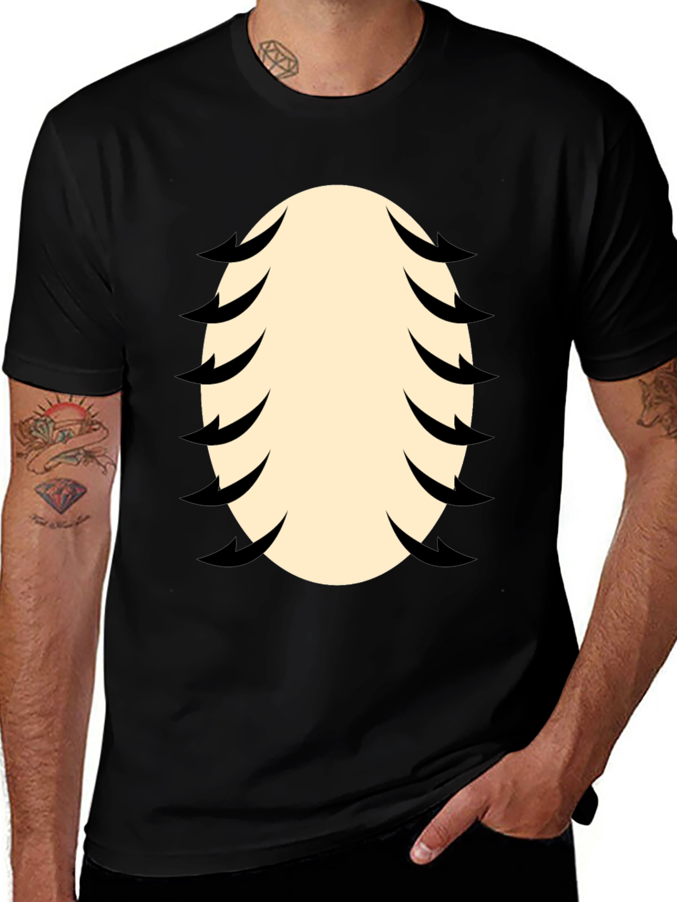 Funny Baseball Stitching Costume Black T-Shirt