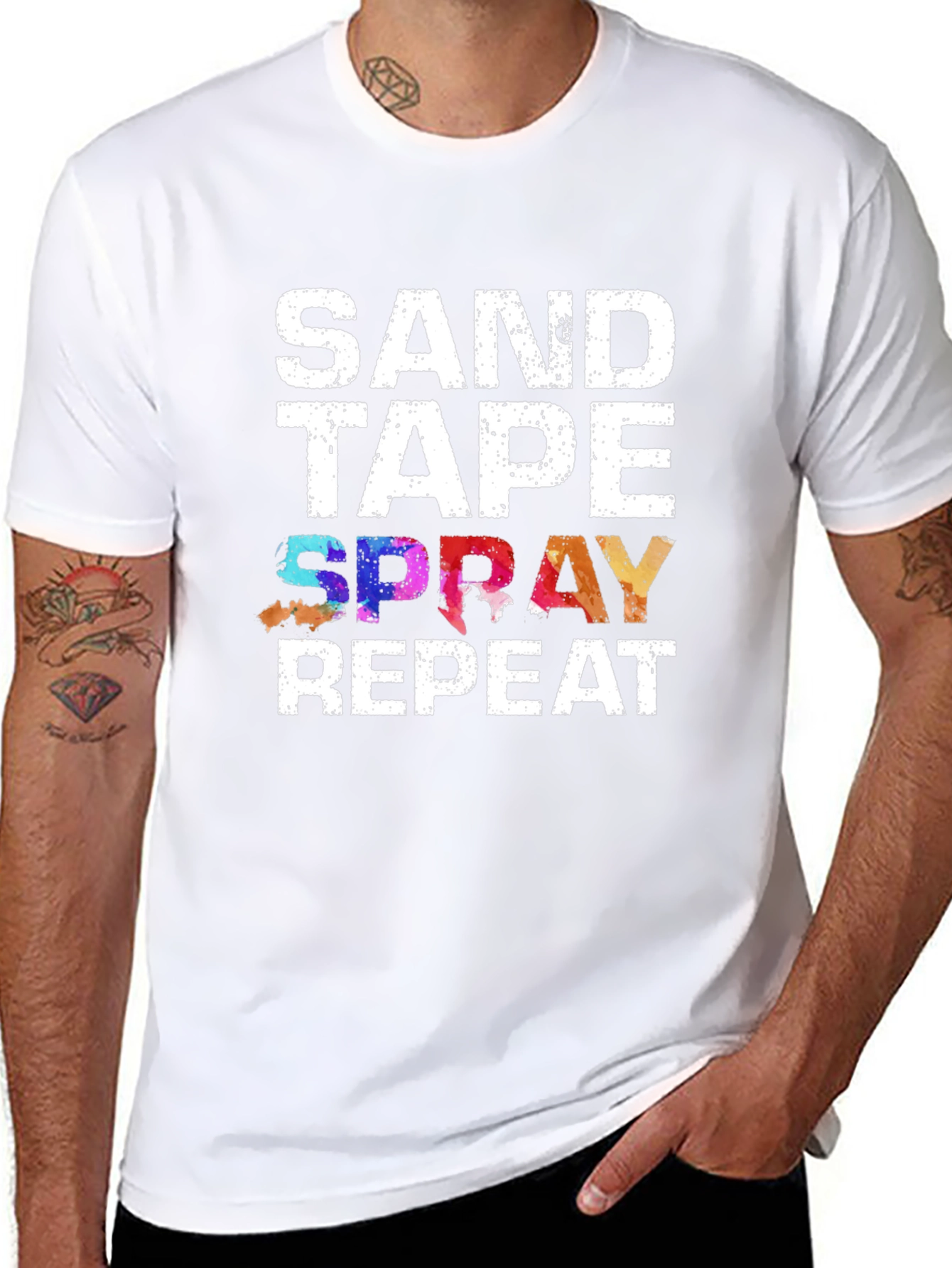 Sand Tape Spray Repeat Graphic T-Shirt