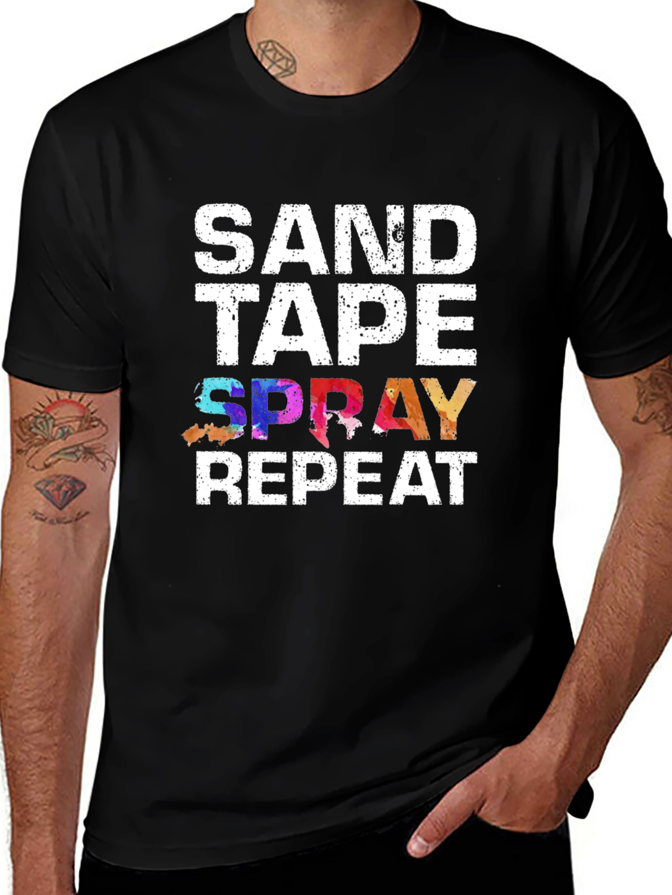 Sand Tape Spray Repeat Graphic T-Shirt