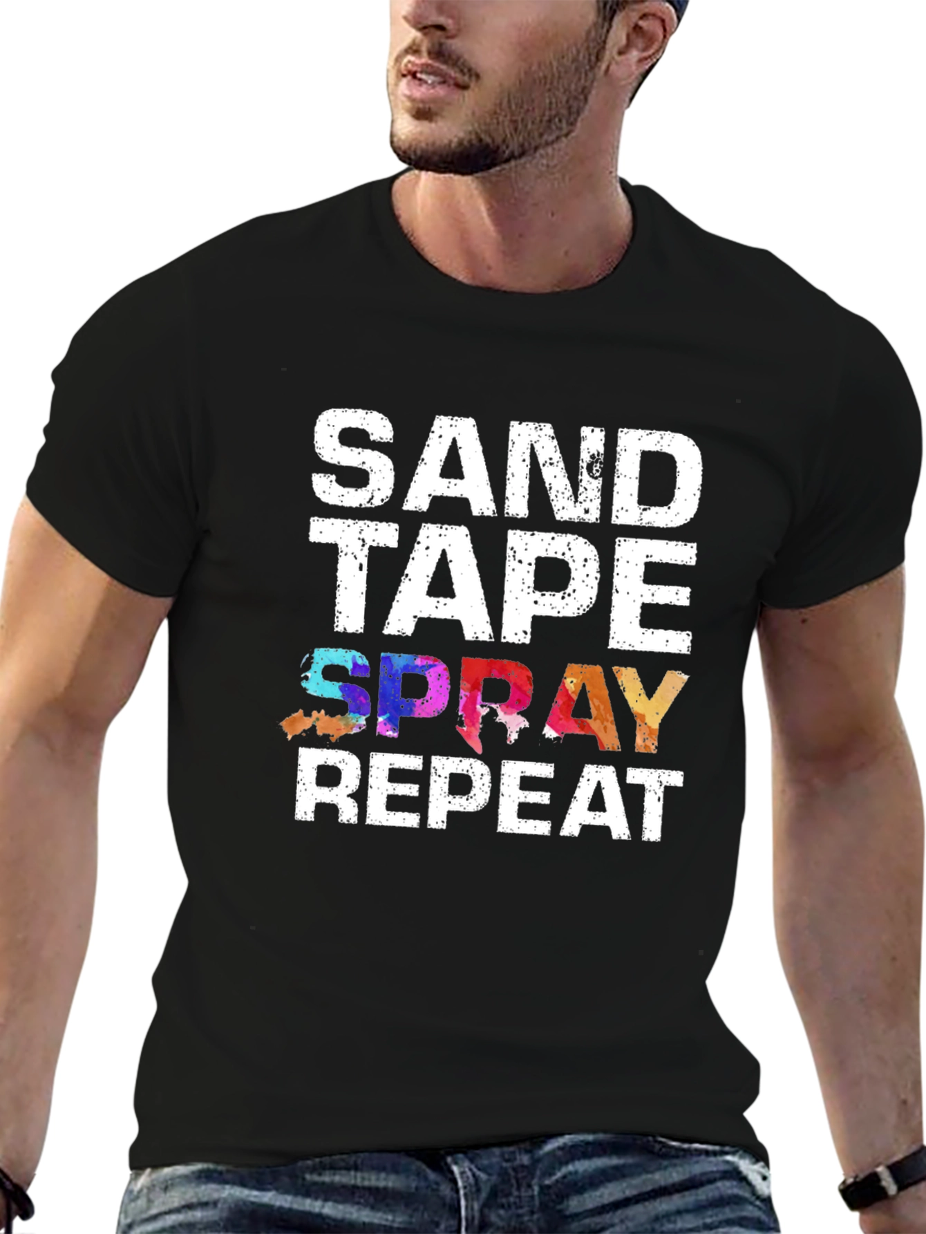 Sand Tape Spray Repeat Graphic T-Shirt