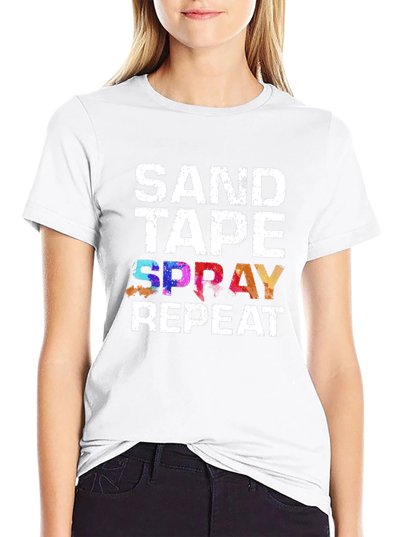 Sand Tape Spray Repeat Graphic T-Shirt