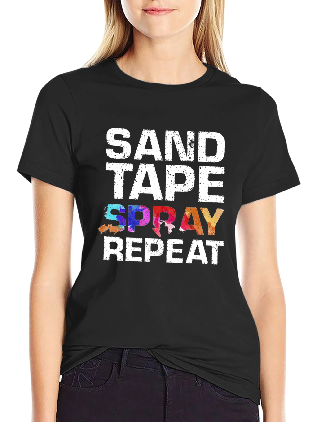 Sand Tape Spray Repeat Graphic T-Shirt