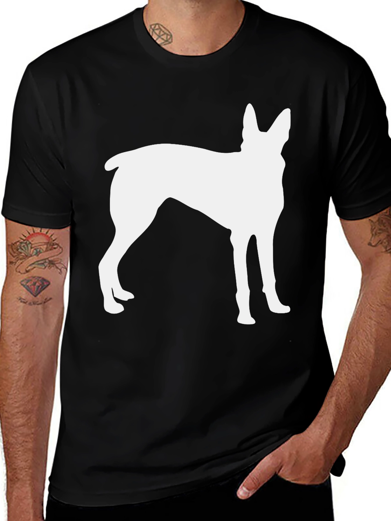 Dog Silhouette T-Shirt - Black