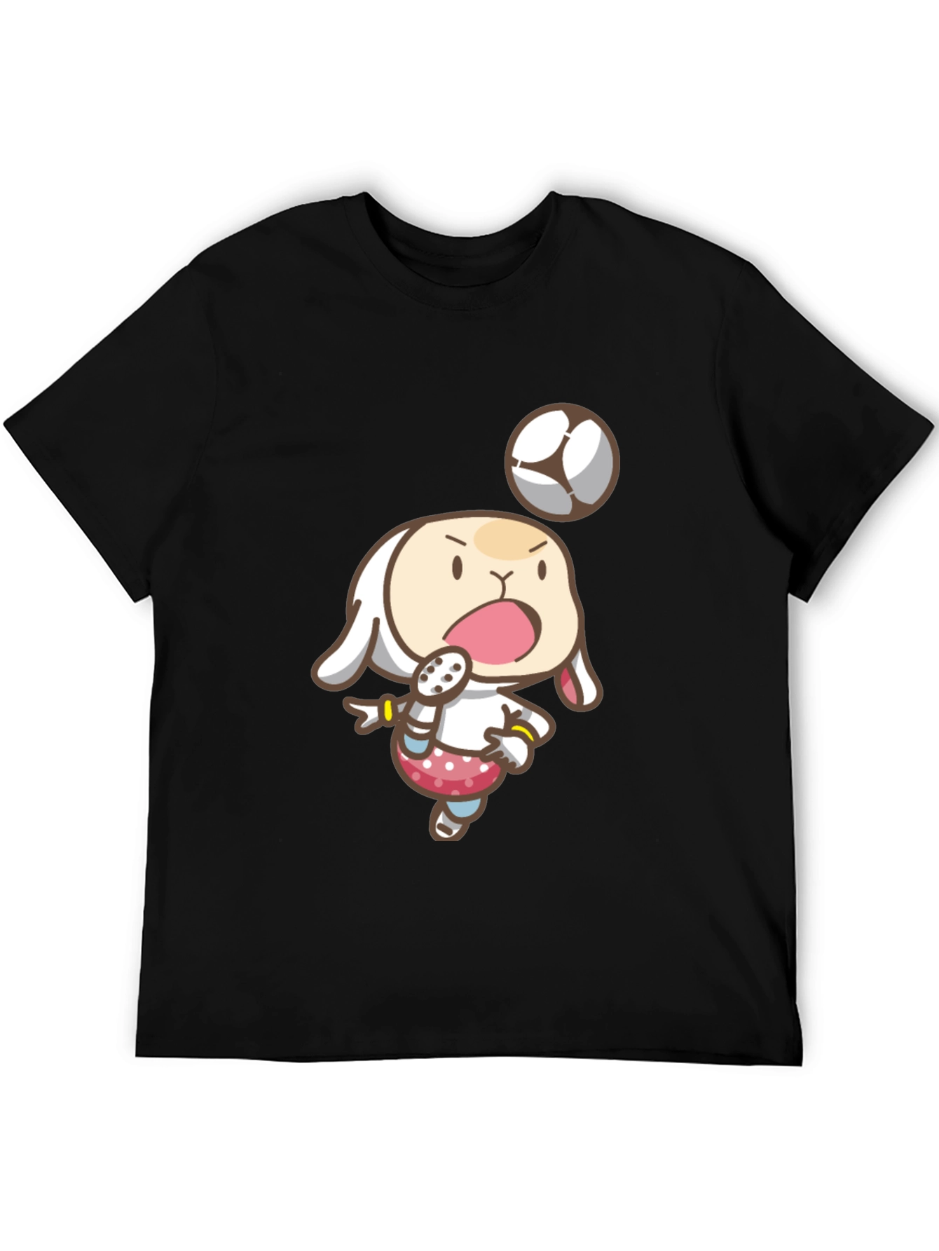 Cartoon Bunny Soccer T-Shirt - Black