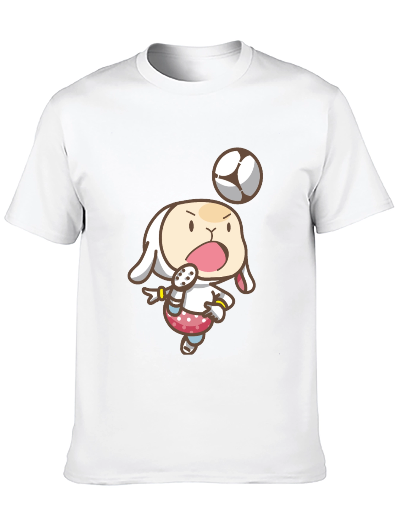 Cartoon Bunny Soccer T-Shirt - Black
