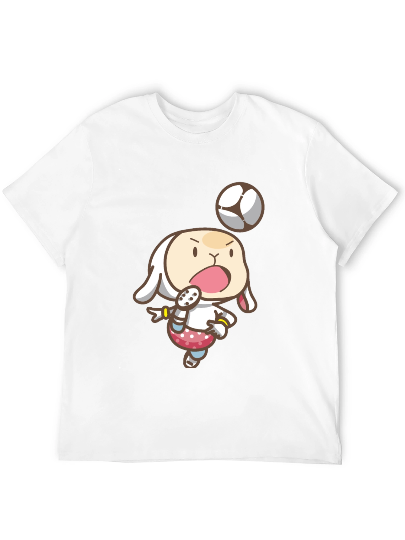 Cartoon Bunny Soccer T-Shirt - Black