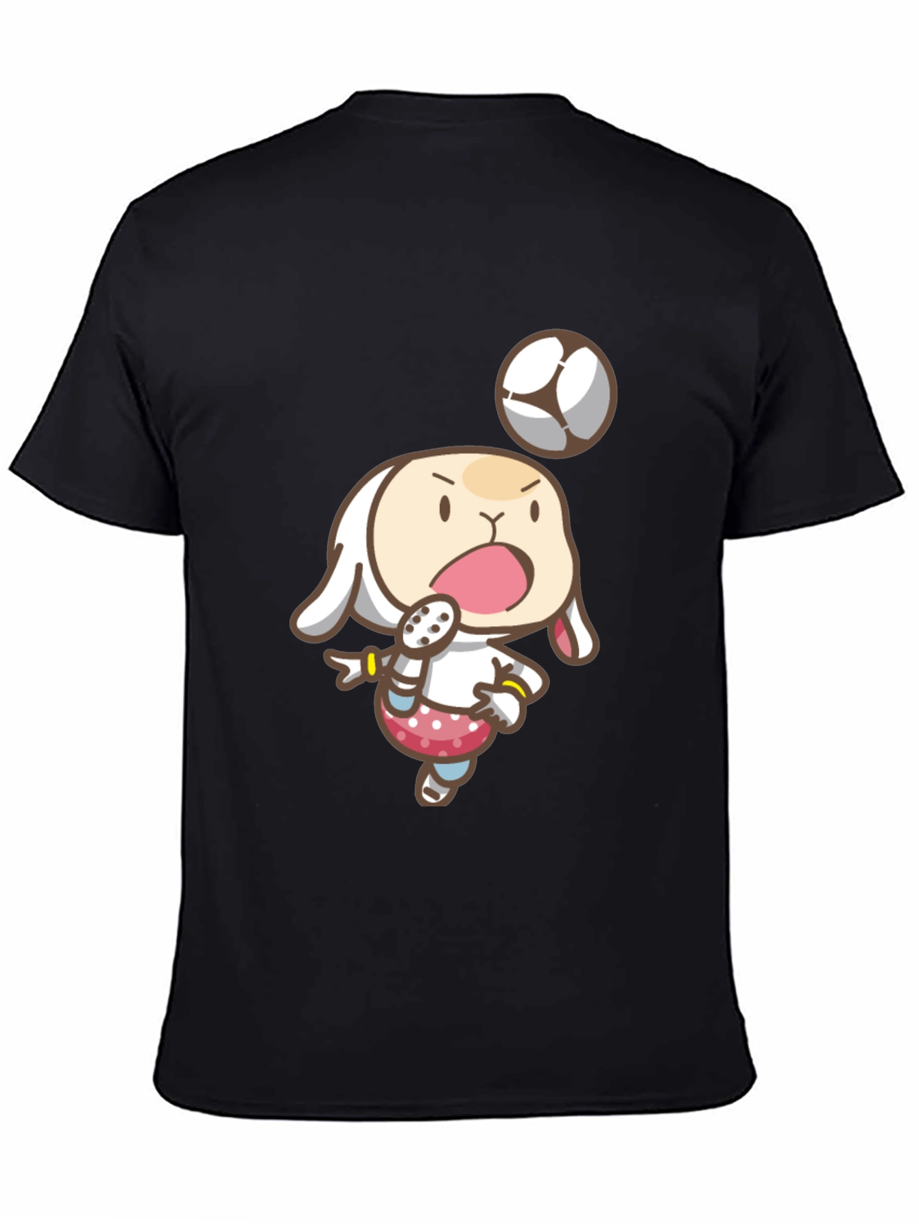 Cartoon Bunny Soccer T-Shirt - Black
