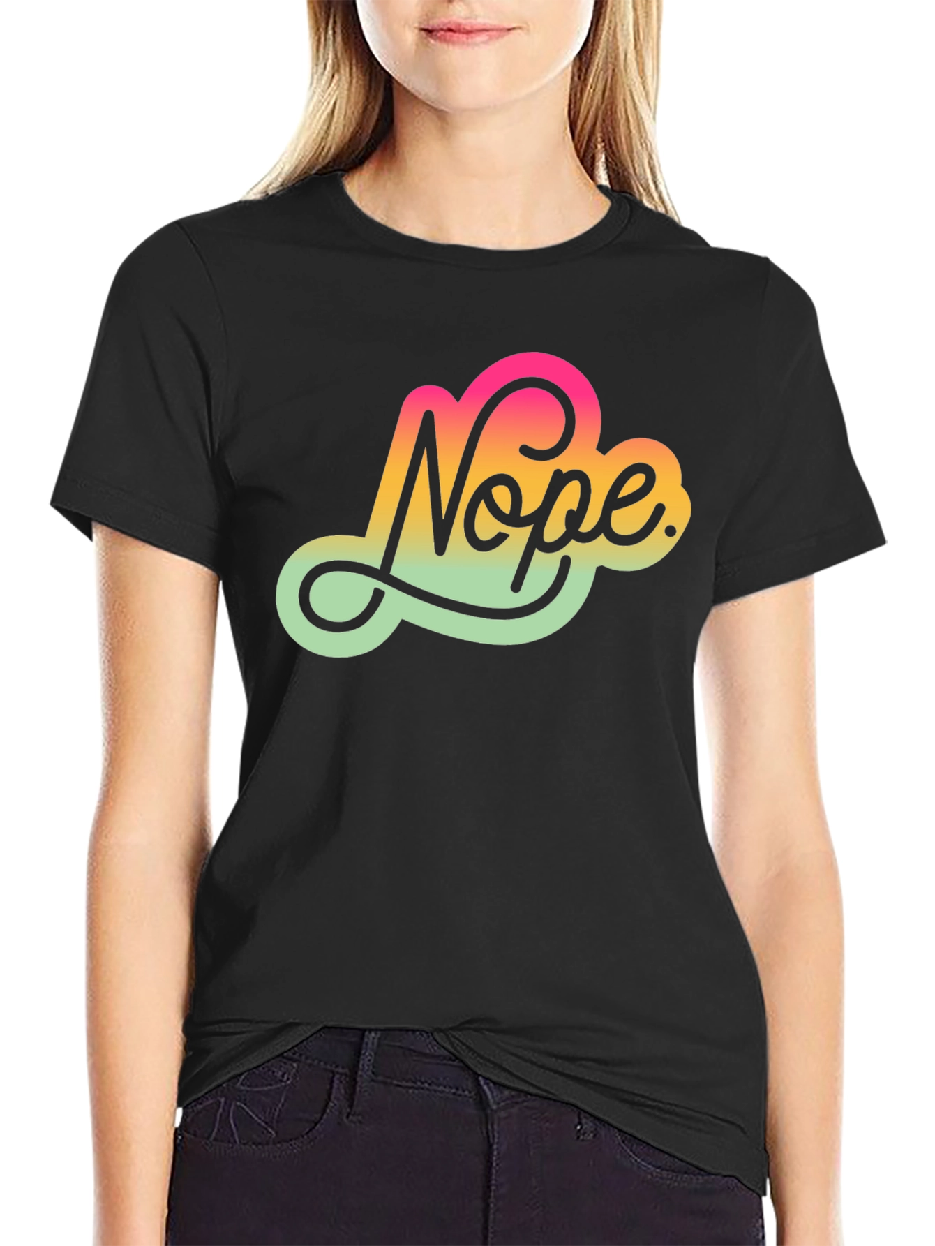 Nope Gradient Graphic T-Shirt - Trendy Casual Wear