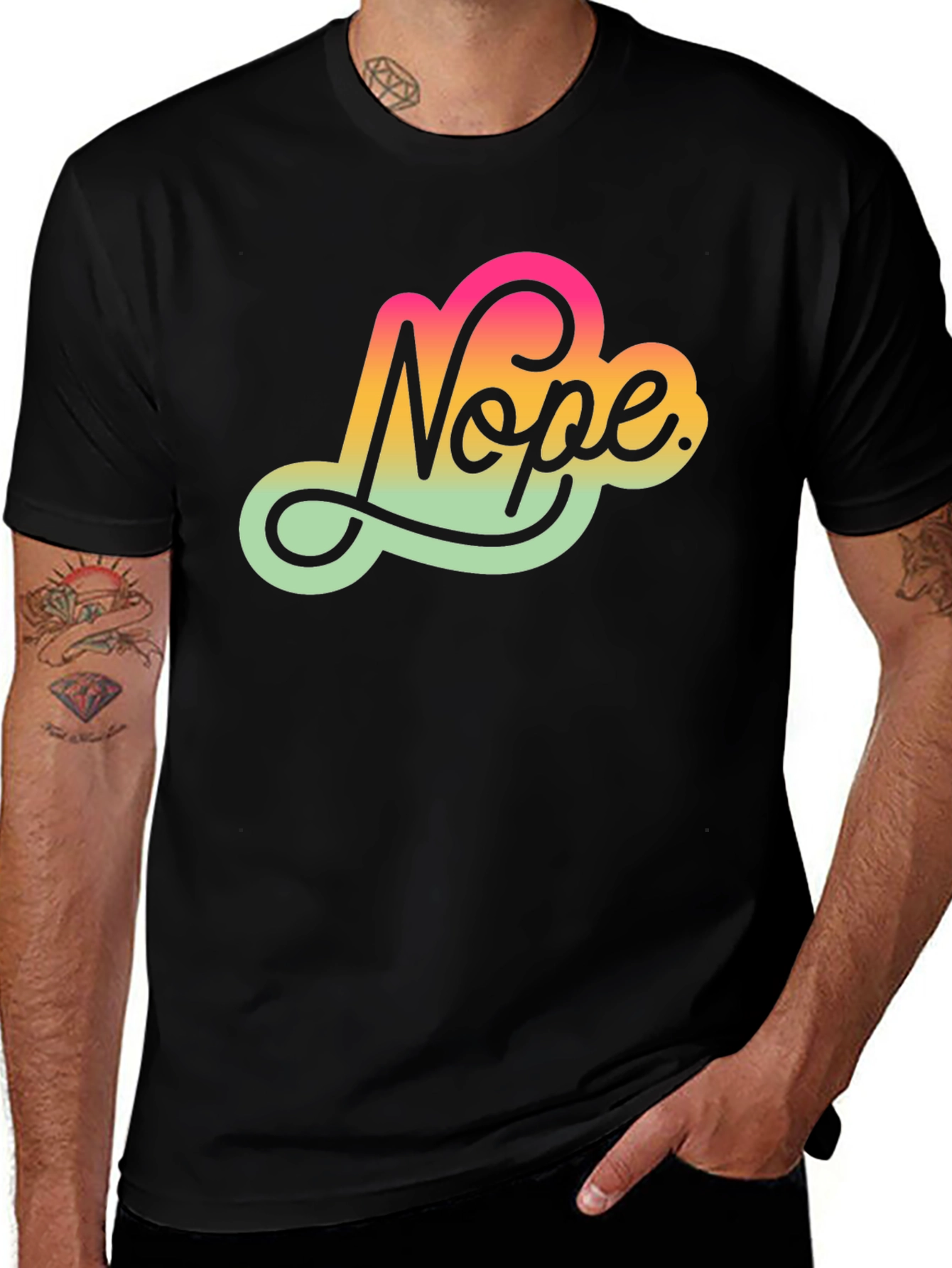 Nope Gradient Graphic T-Shirt - Trendy Casual Wear