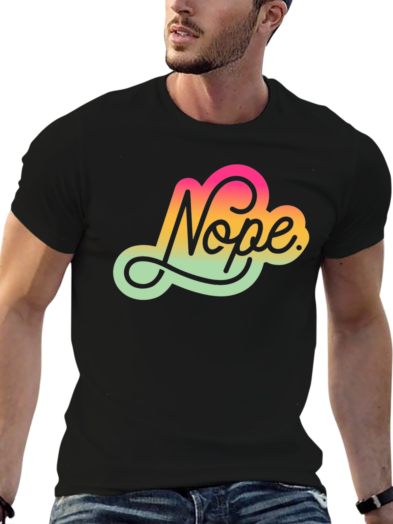 Nope Gradient Graphic T-Shirt - Trendy Casual Wear