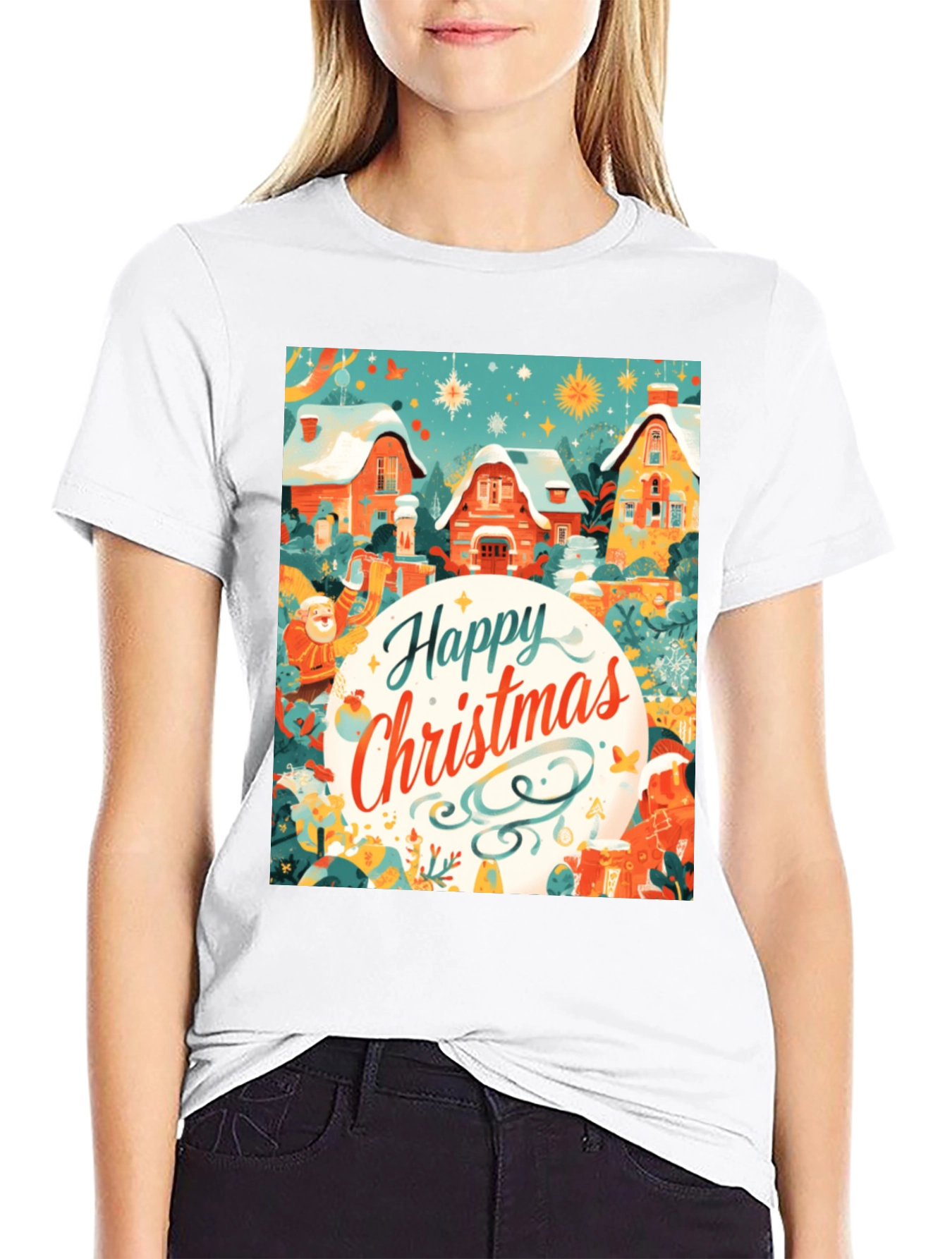 Festive Christmas Village Graphic Tee