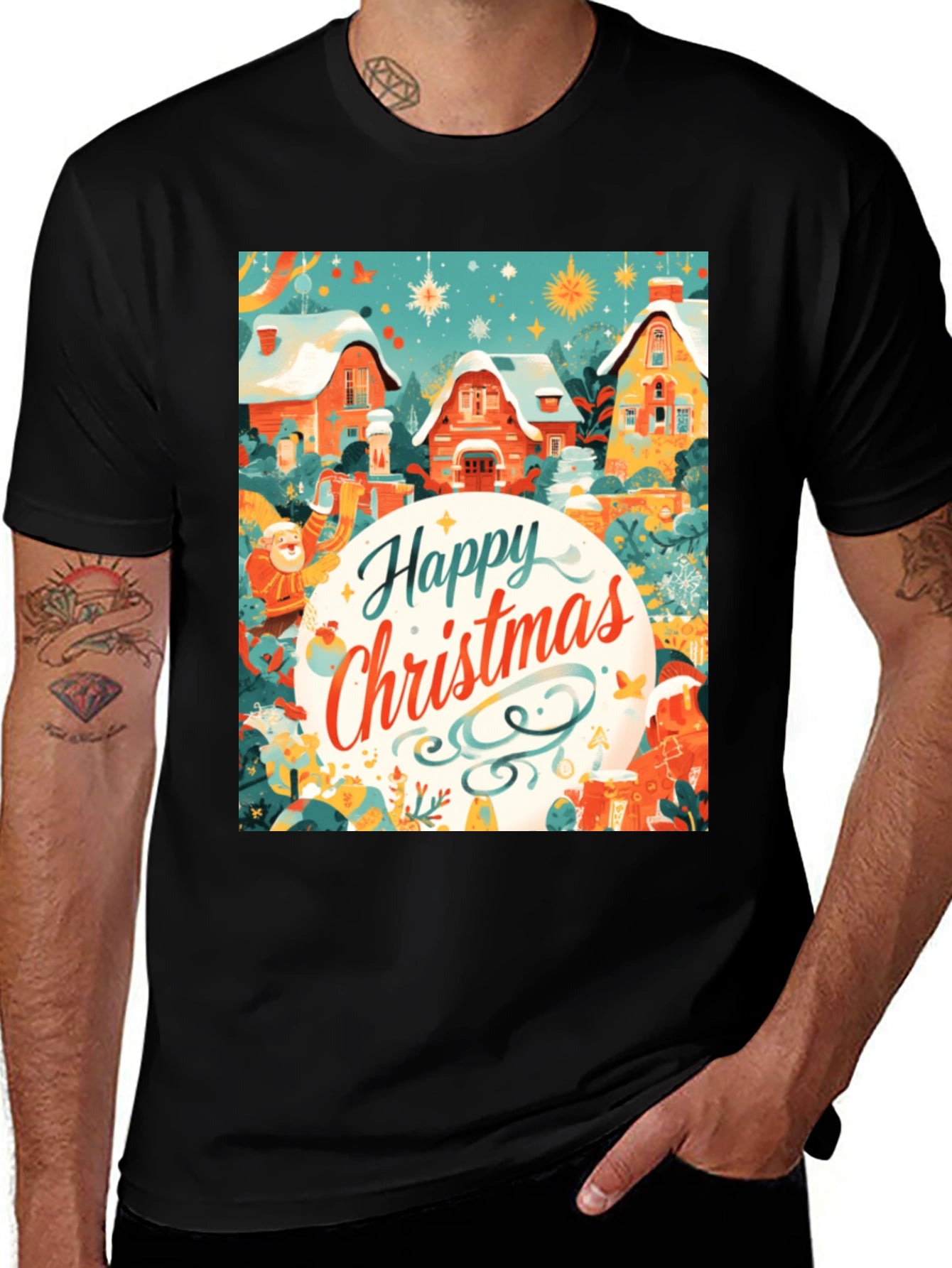 Festive Christmas Village Graphic Tee