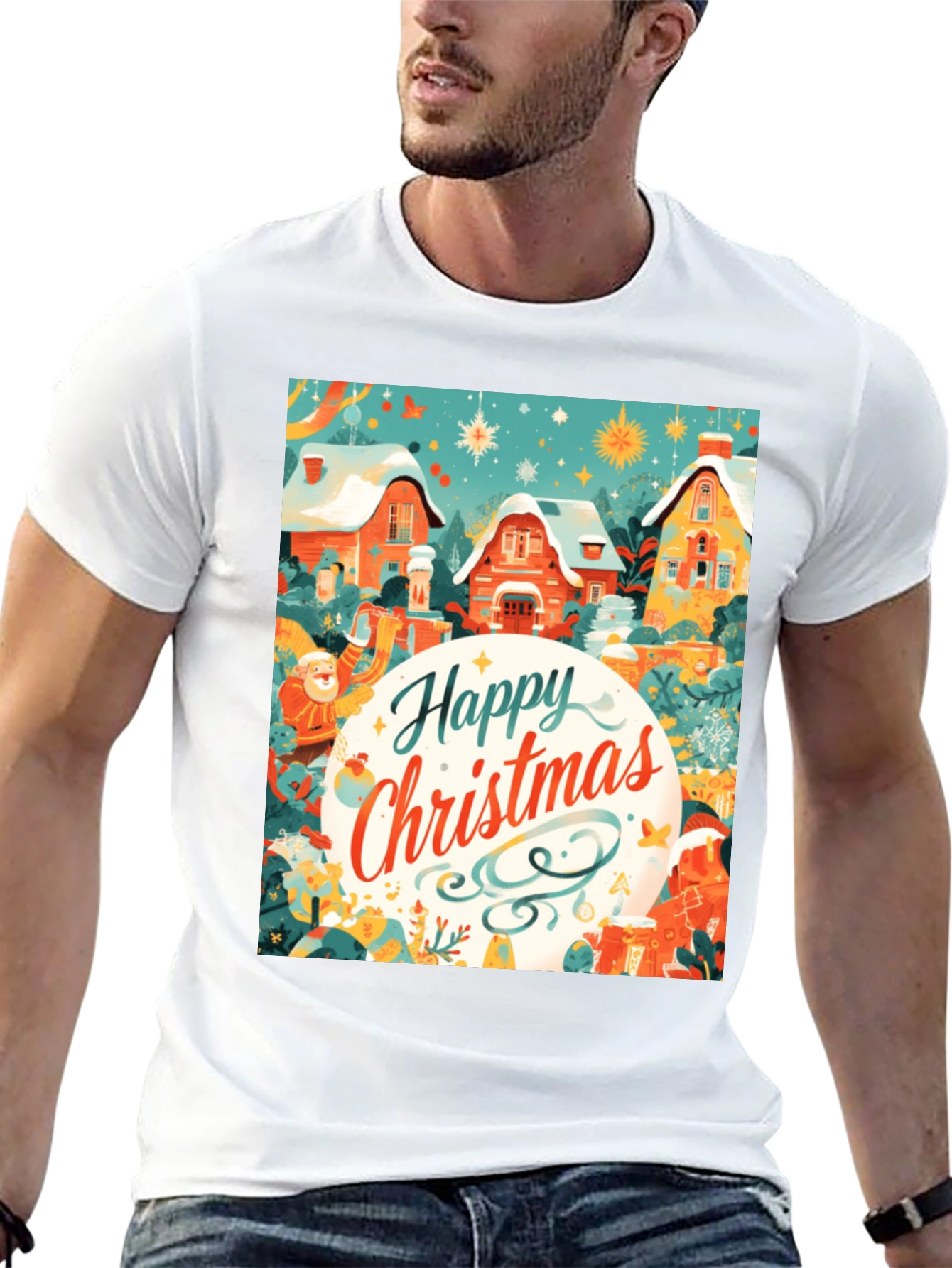 Festive Christmas Village Graphic Tee