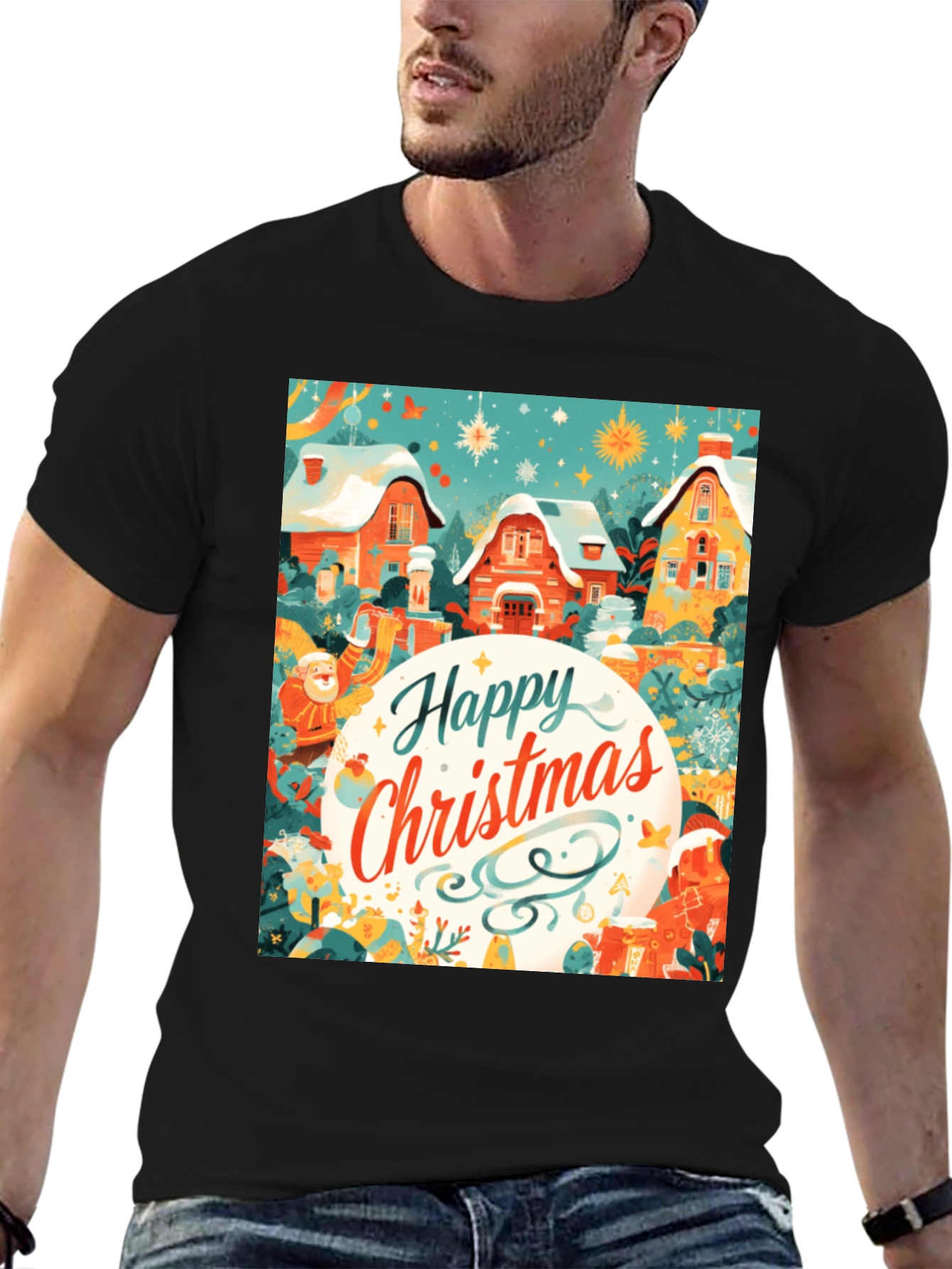 Festive Christmas Village Graphic Tee