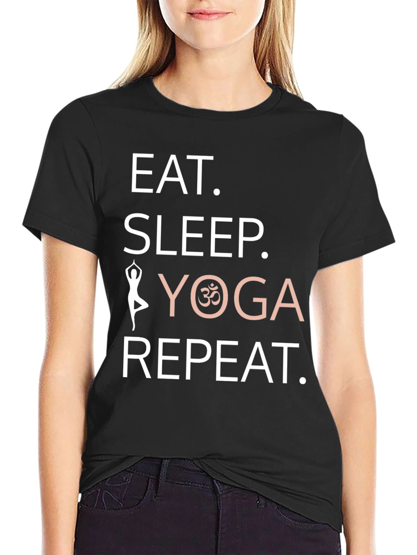 Eat Sleep Yoga Repeat Graphic T-Shirt