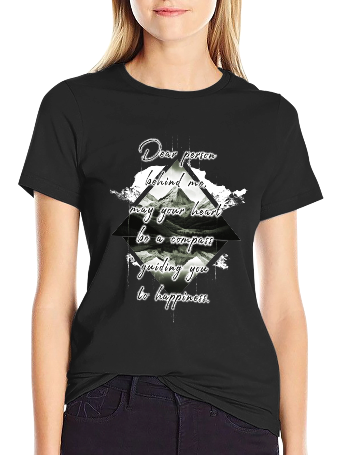 Compass Heart Graphic Tee - Black