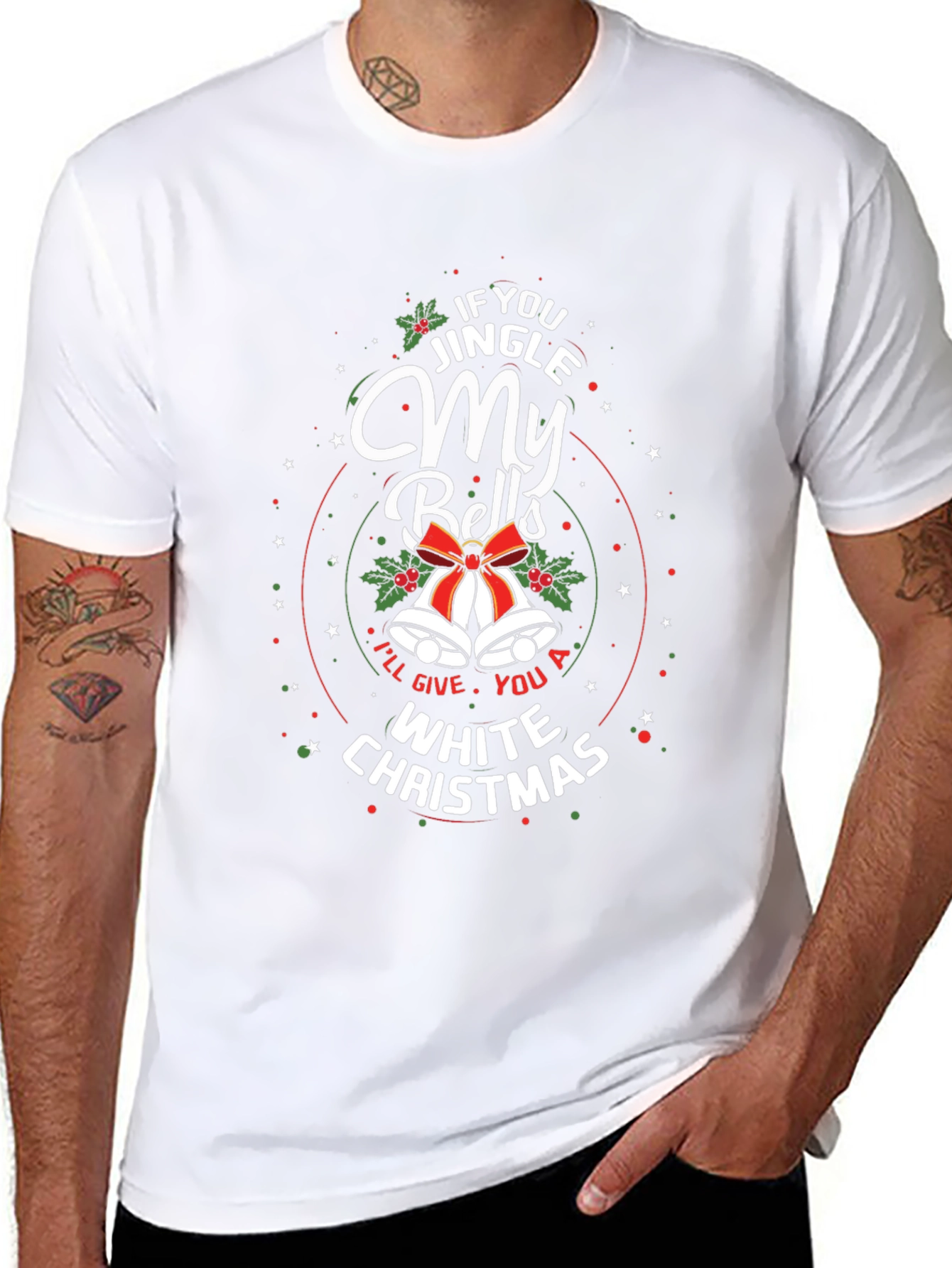 Jingle My Bells White Christmas Graphic T-Shirt