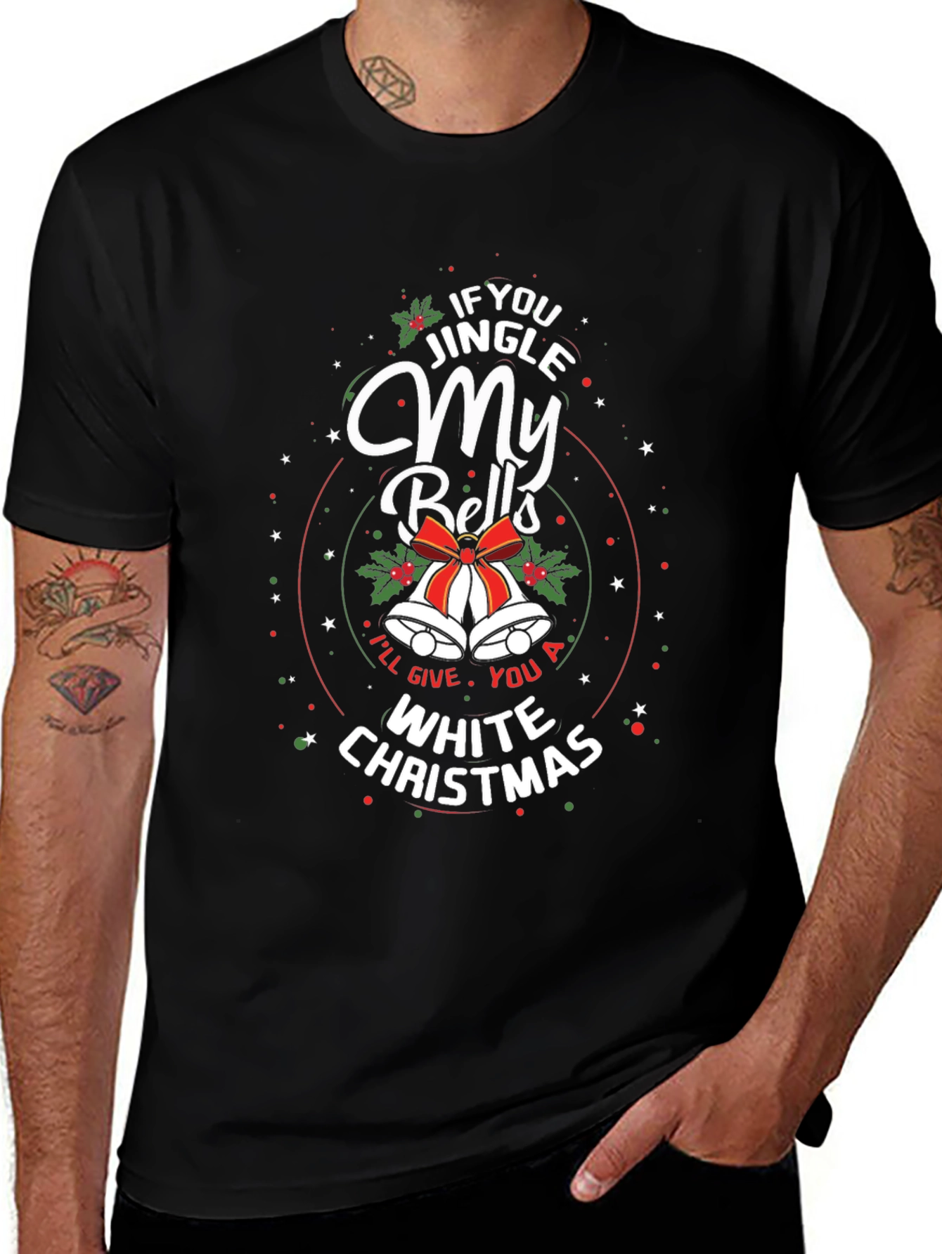 Jingle My Bells White Christmas Graphic T-Shirt