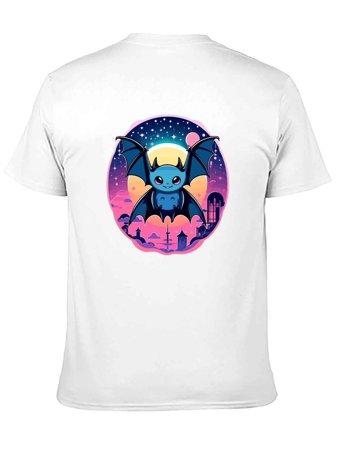 Cute Bat Graphic T-Shirt - Black