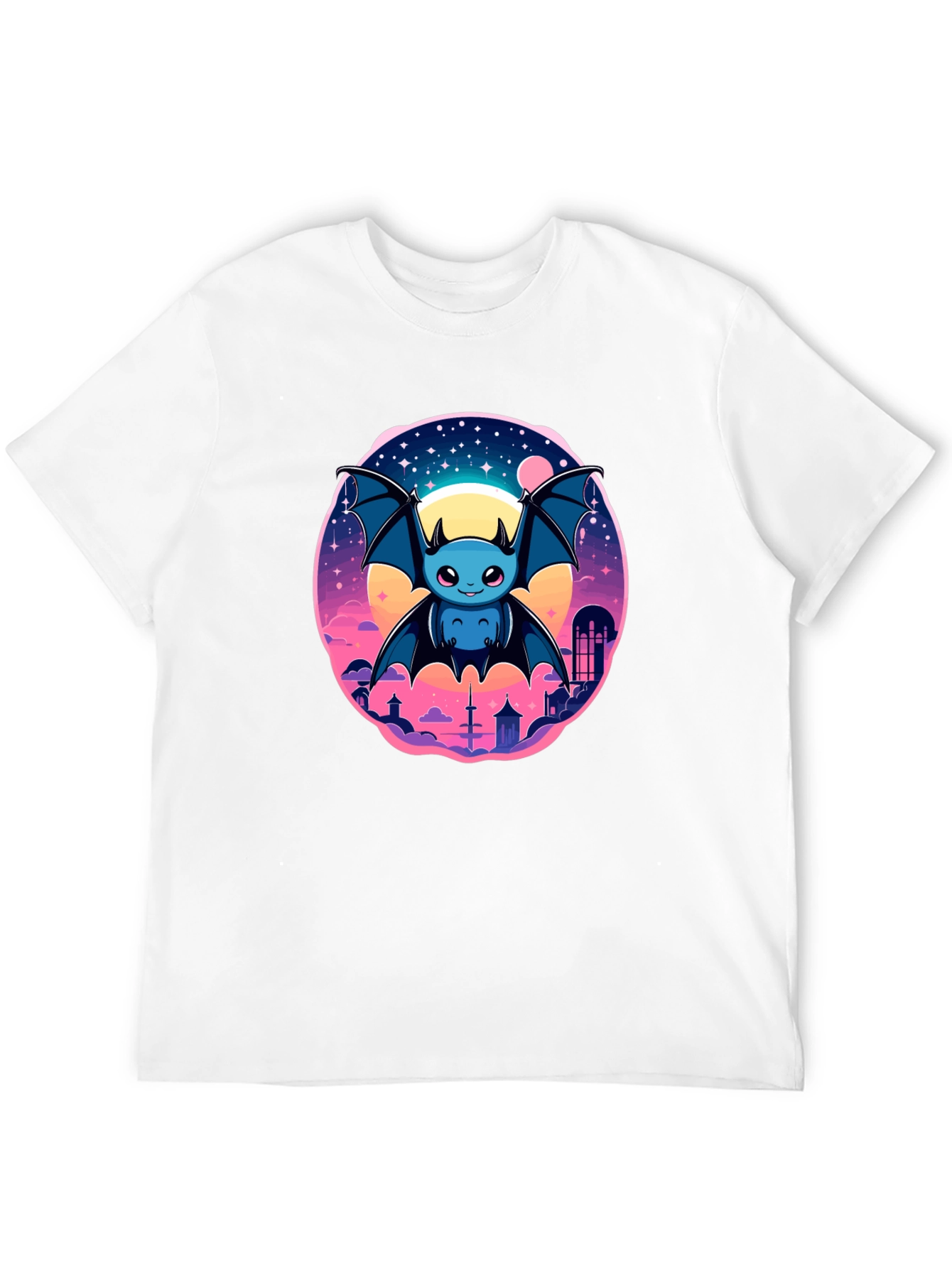 Cute Bat Graphic T-Shirt - Black