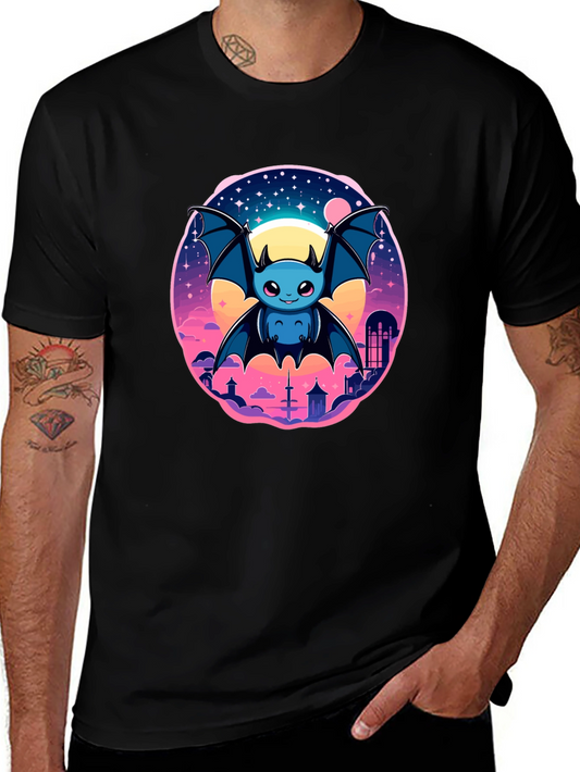 Cute Bat Graphic T-Shirt - Black