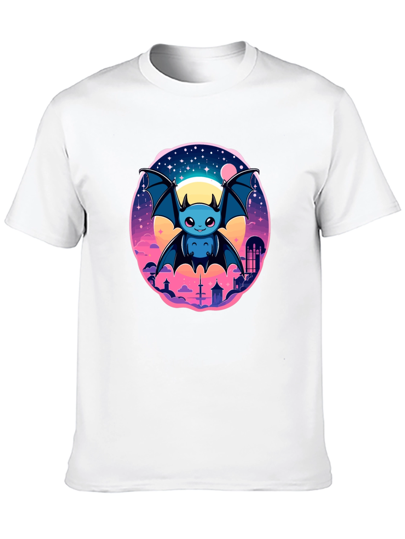 Cute Bat Graphic T-Shirt - Black