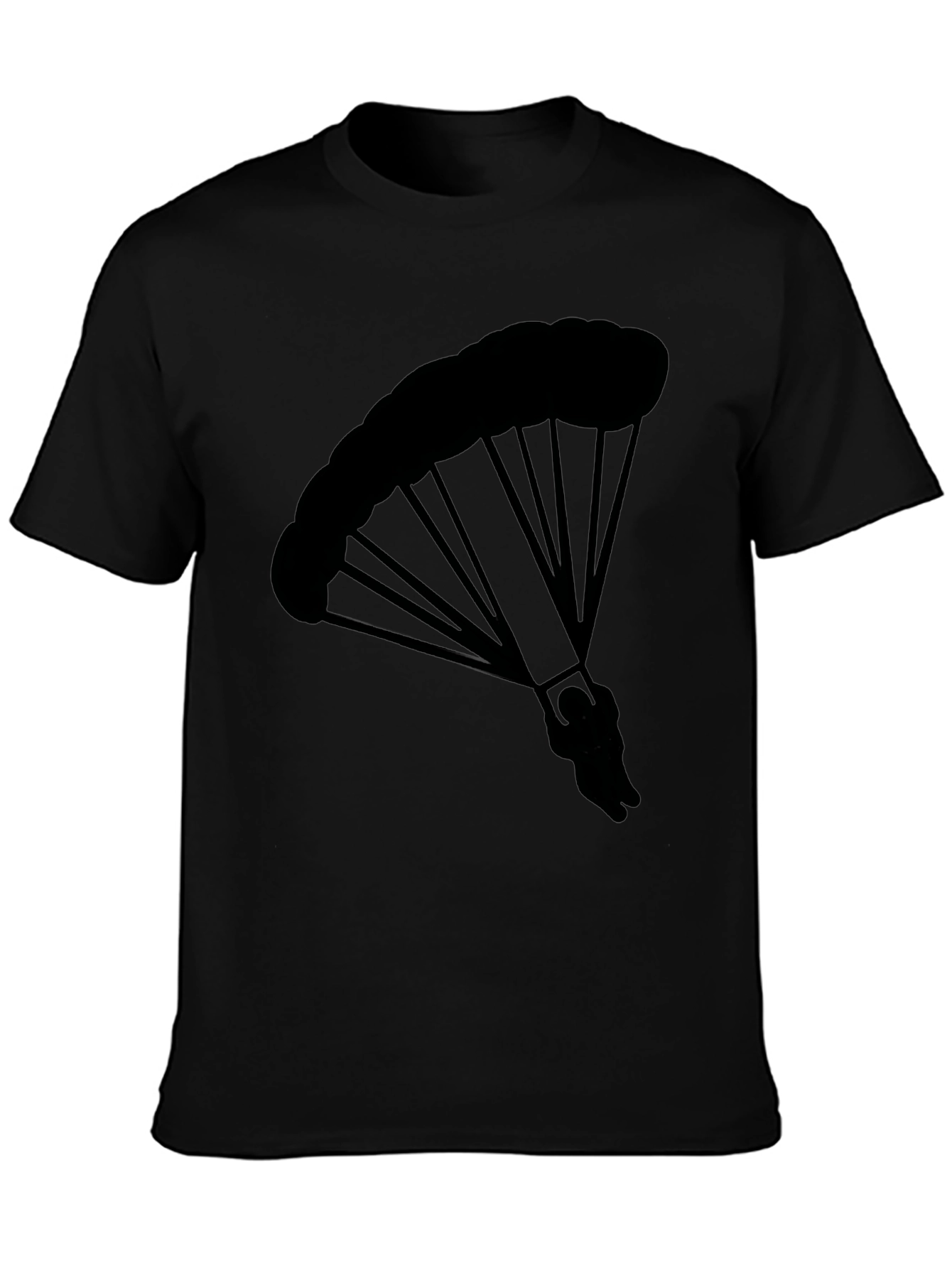 Black Parachute Graphic Tee - Skydiving Adventure Shirt