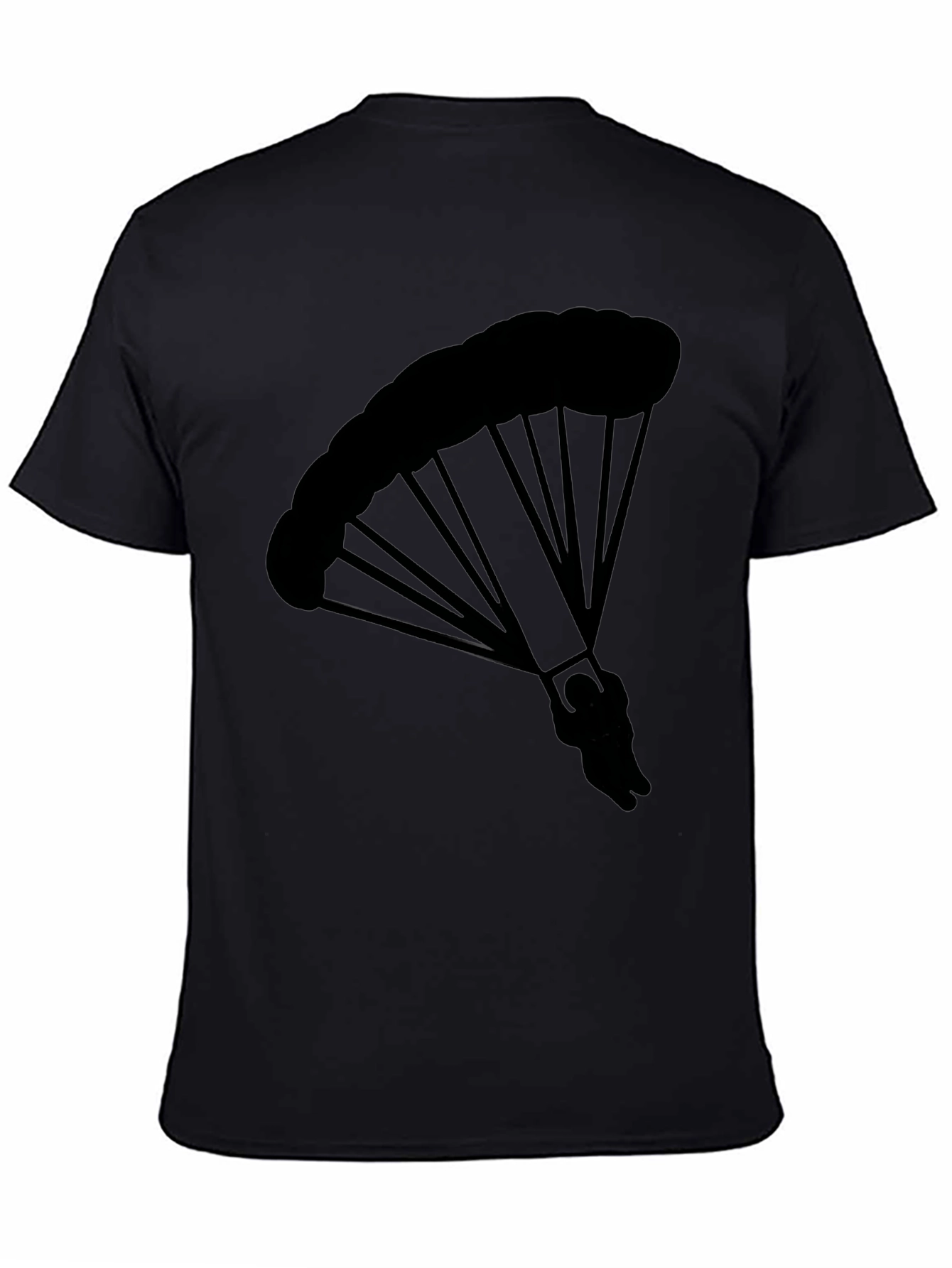 Black Parachute Graphic Tee - Skydiving Adventure Shirt