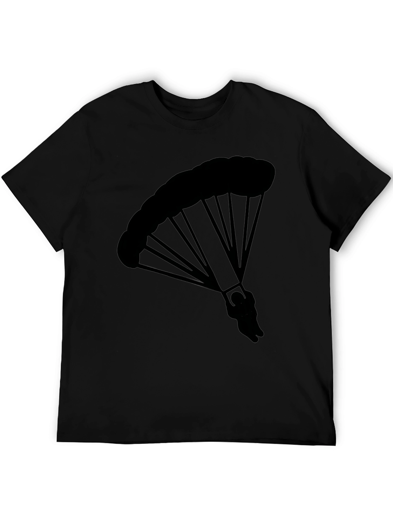 Black Parachute Graphic Tee - Skydiving Adventure Shirt