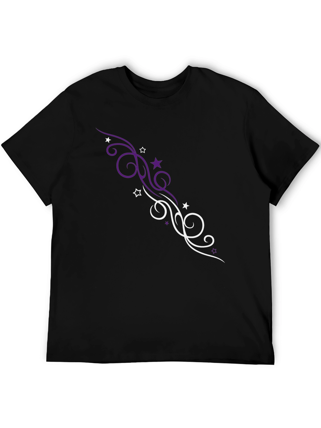 Stylish Black T-Shirt with Swirl Graphic Design