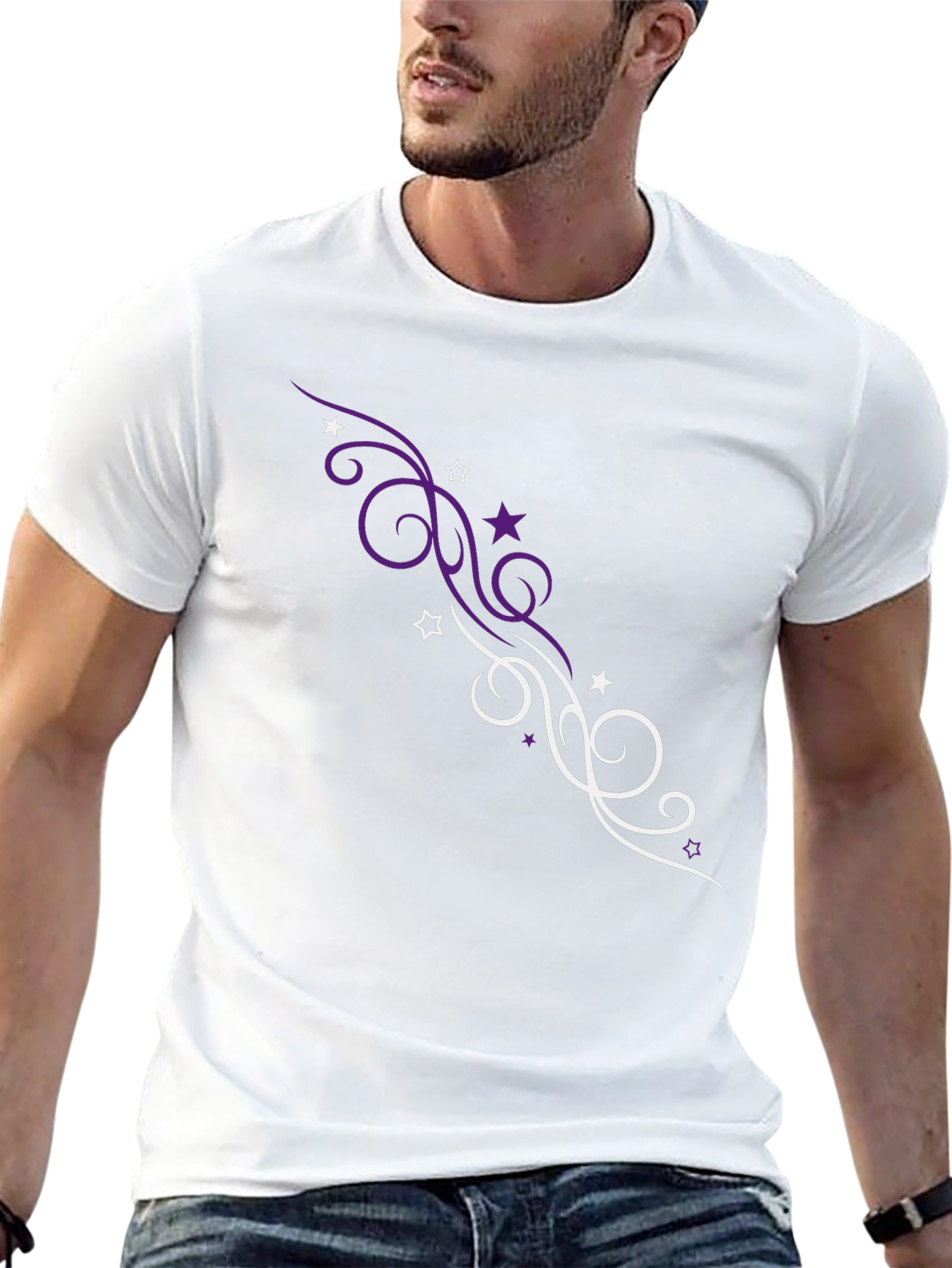 Stylish Black T-Shirt with Swirl Graphic Design