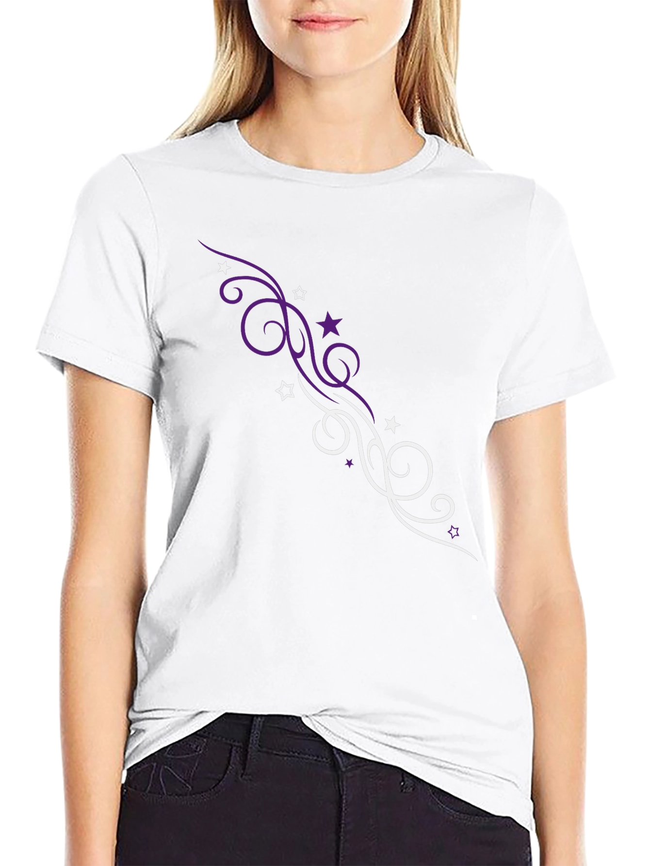 Stylish Black T-Shirt with Swirl Graphic Design