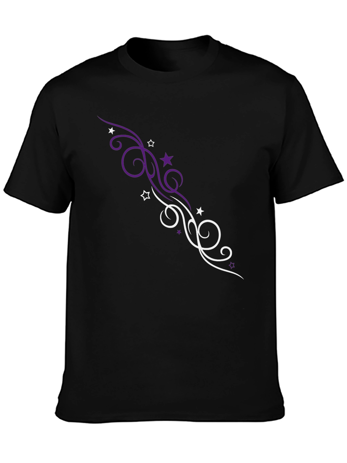 Stylish Black T-Shirt with Swirl Graphic Design