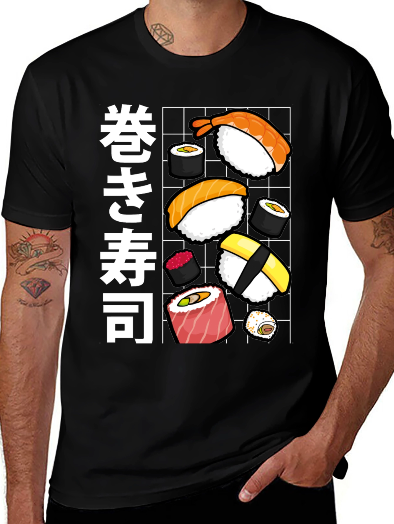 Sushi Roll Graphic Tee - Japanese Food T-Shirt