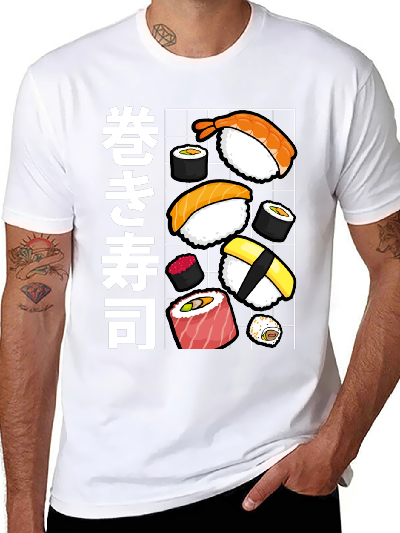 Sushi Roll Graphic Tee - Japanese Food T-Shirt