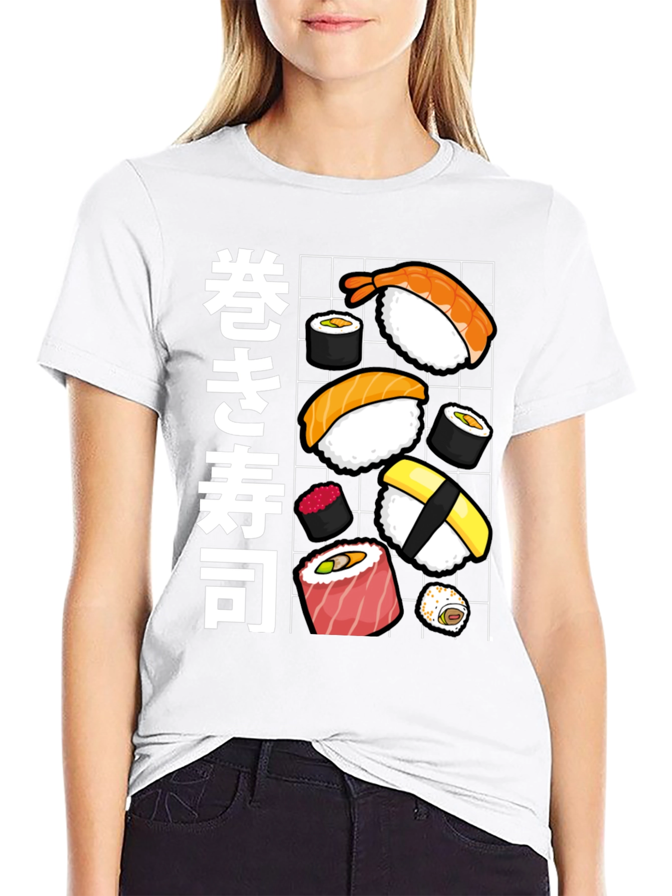 Sushi Roll Graphic Tee - Japanese Food T-Shirt
