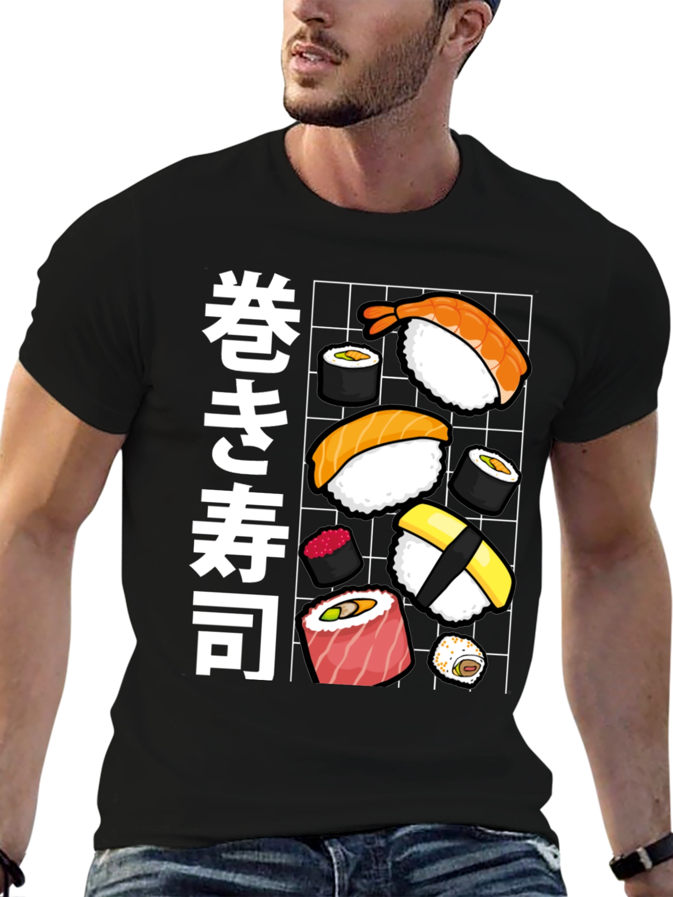 Sushi Roll Graphic Tee - Japanese Food T-Shirt