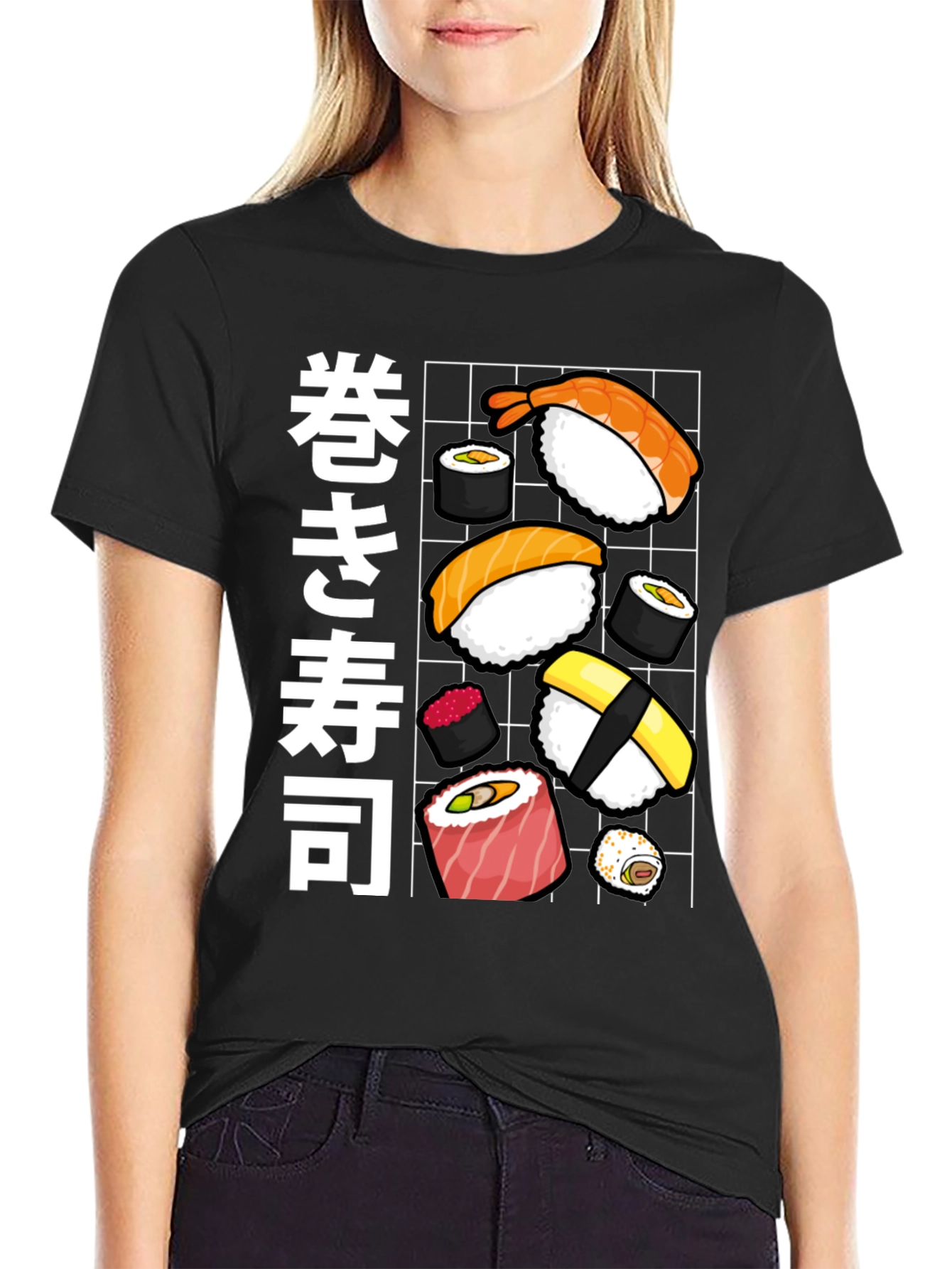 Sushi Roll Graphic Tee - Japanese Food T-Shirt