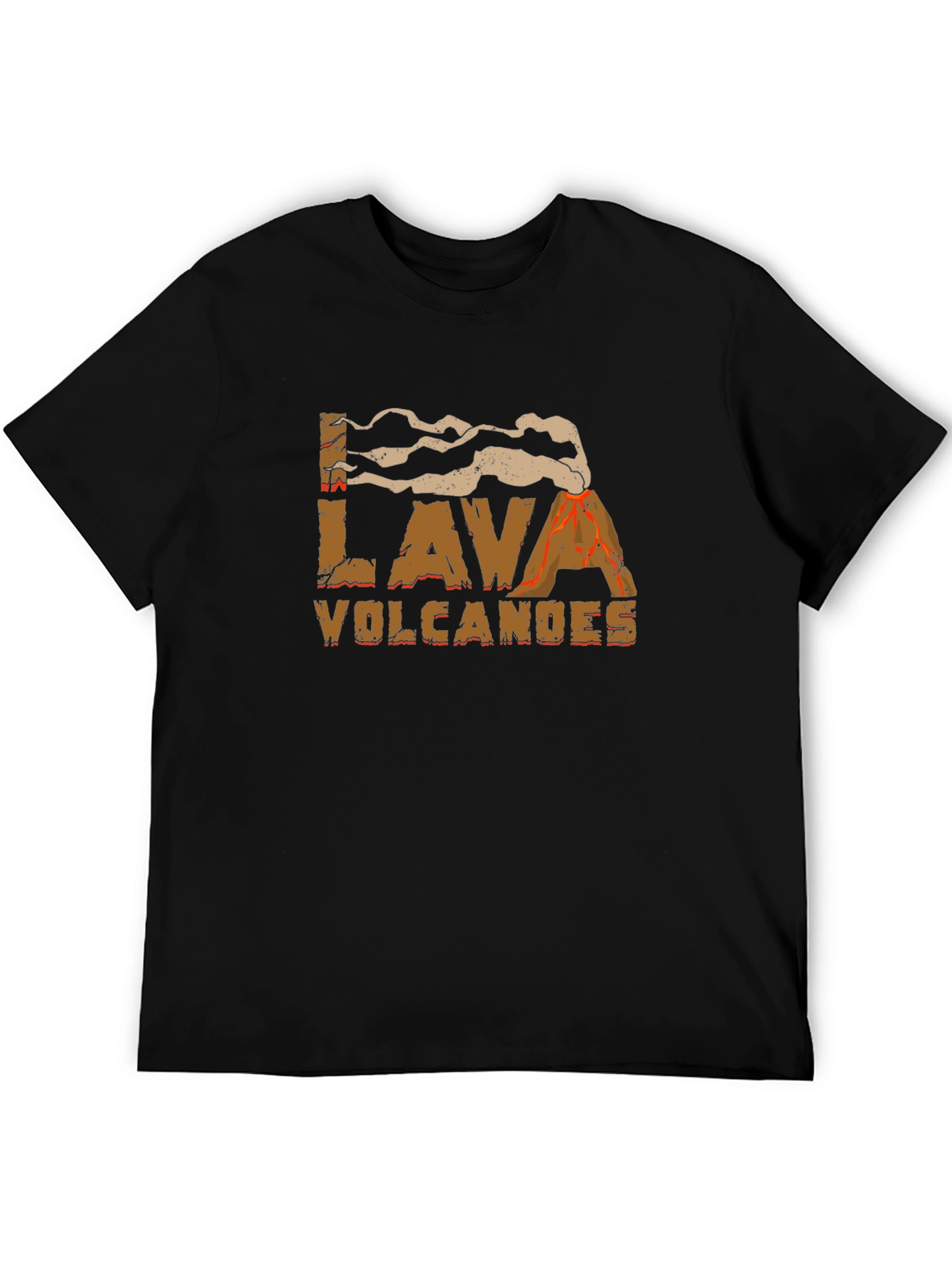Lava Volcanoes Graphic Print Black T-Shirt