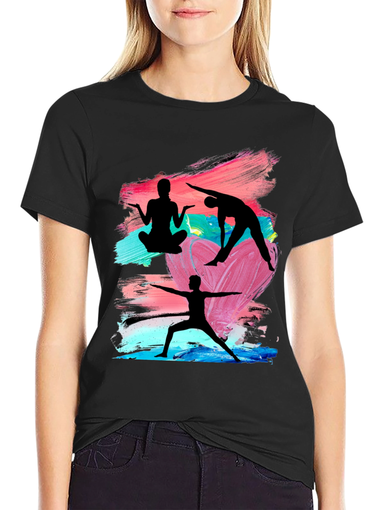 Yoga Silhouette Graphic Black T-Shirt
