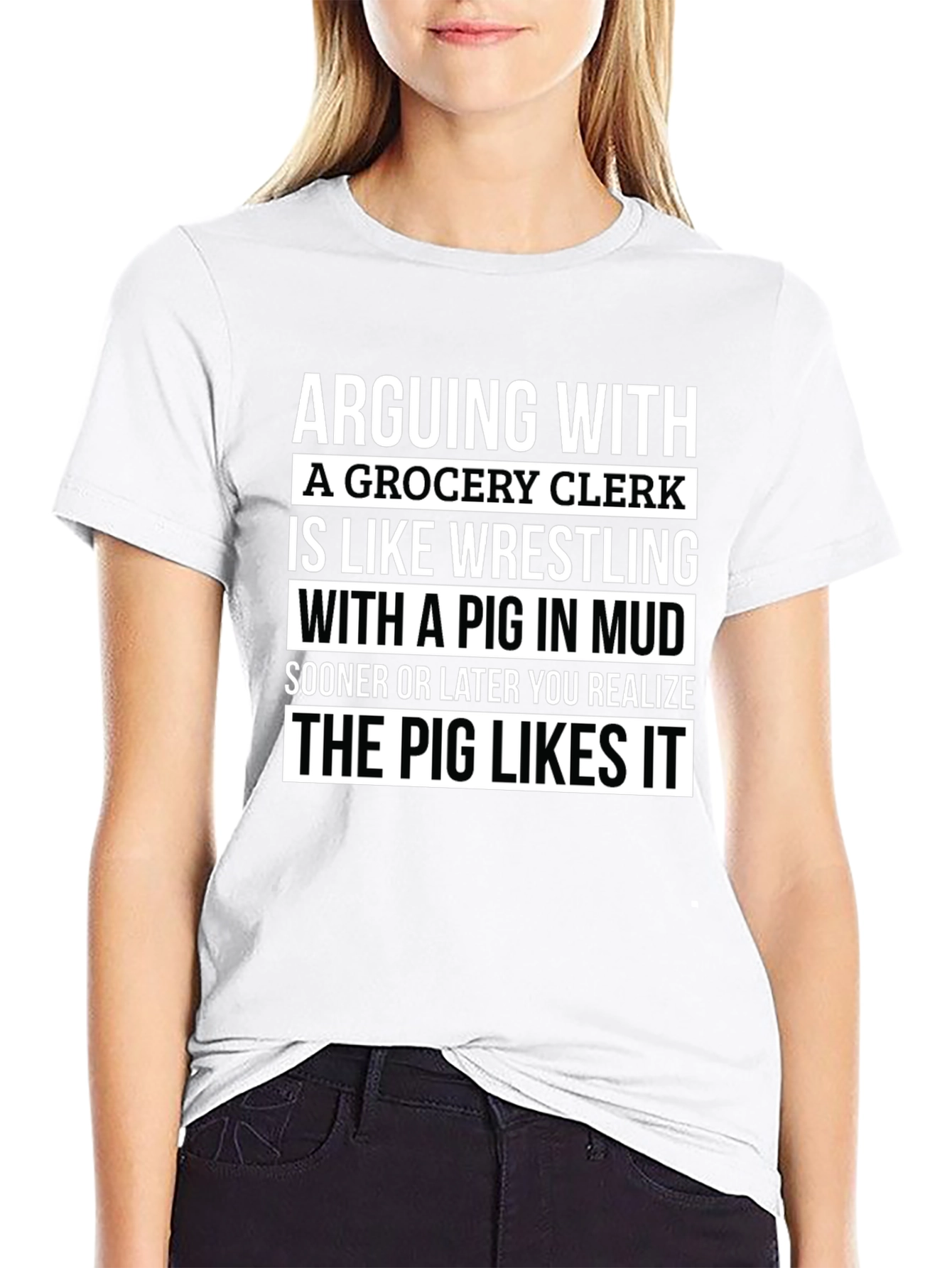 Grocery Clerk Pig Mud Wrestling T-Shirt