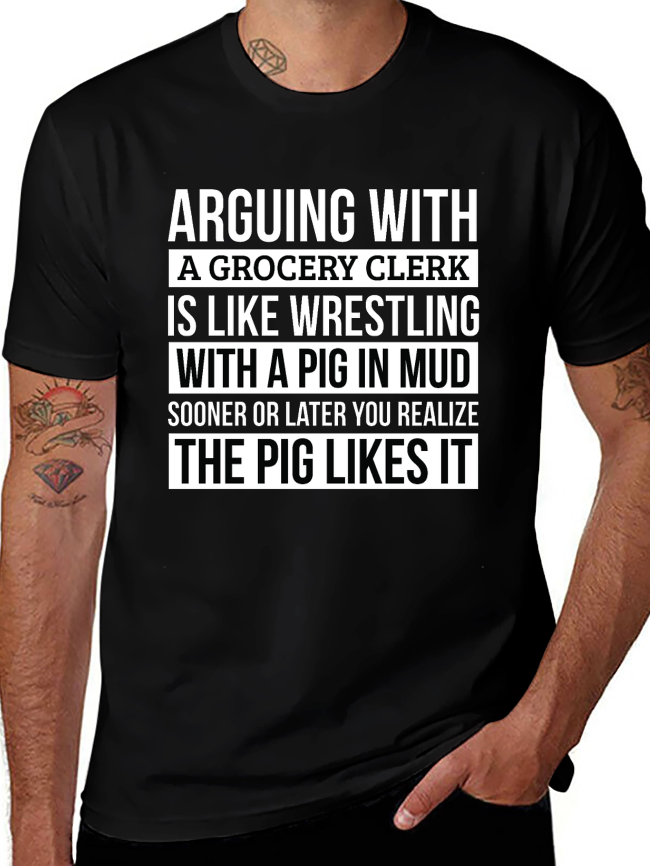 Grocery Clerk Pig Mud Wrestling T-Shirt