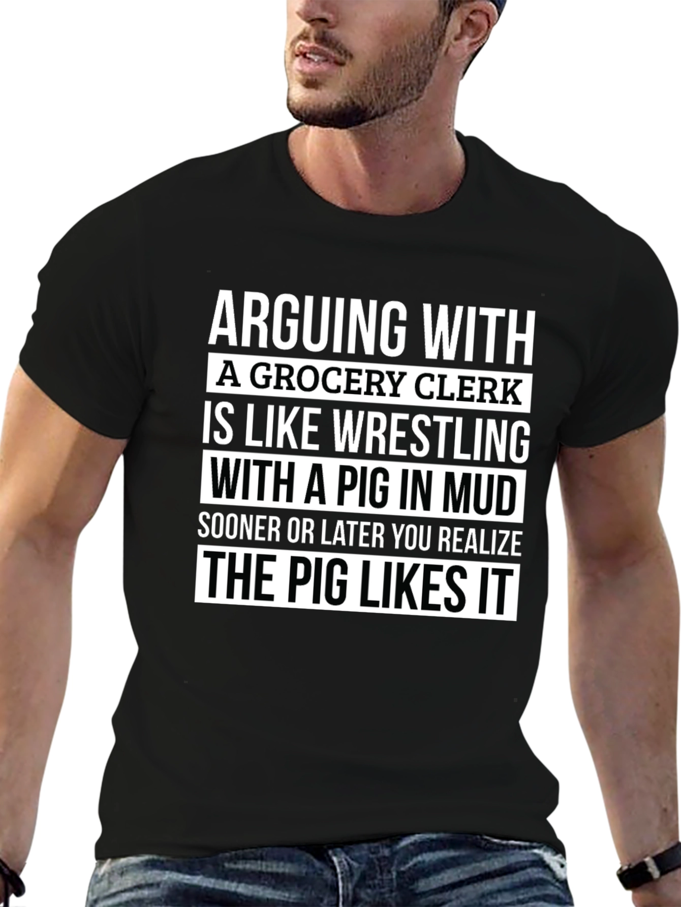Grocery Clerk Pig Mud Wrestling T-Shirt