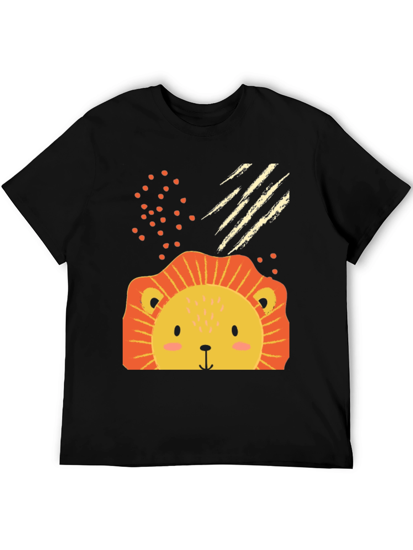 Cute Lion Graphic Tee - Black Cotton Blend